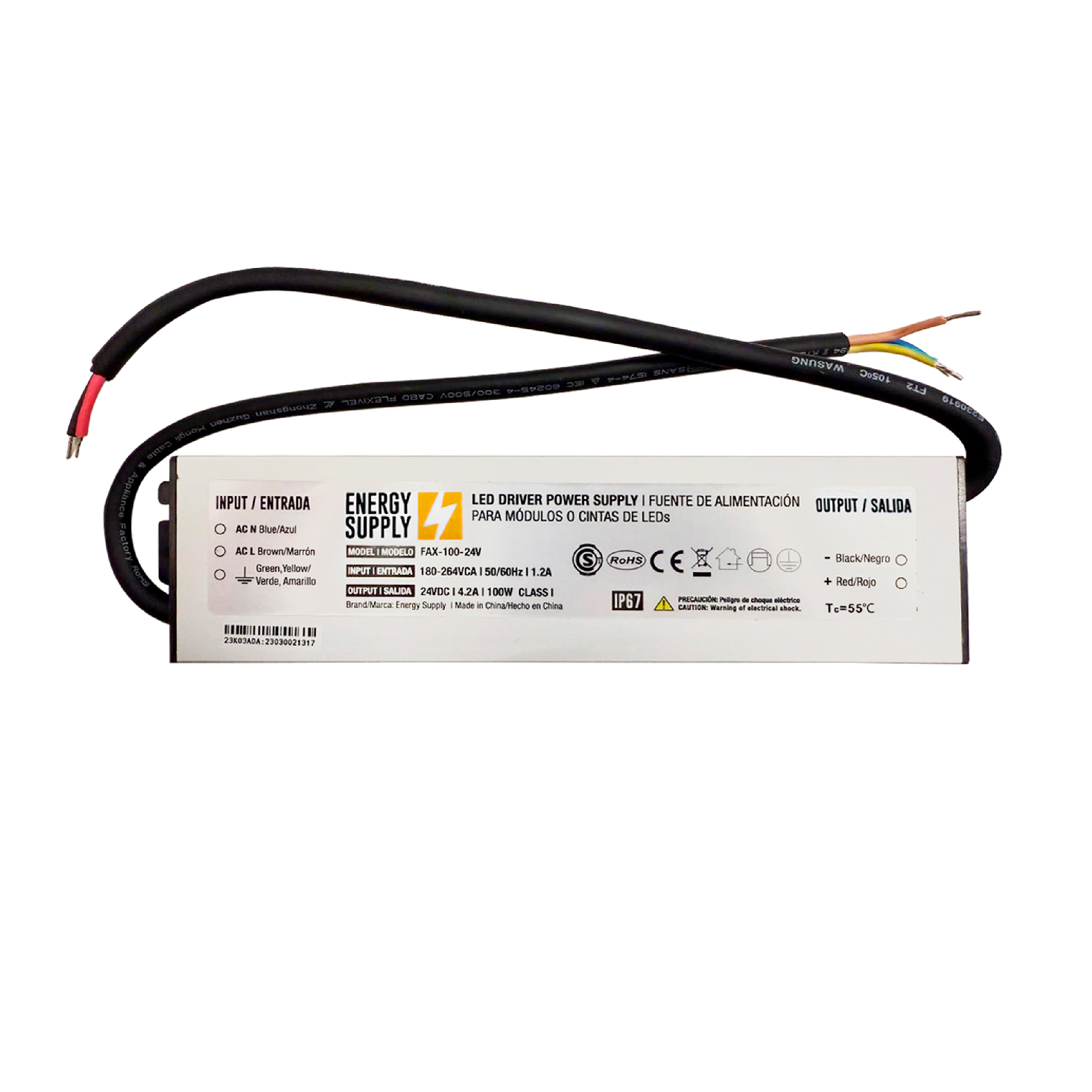 Fuente Switching 24V 4.2A 100W, 90-264VAC Exterior IP67