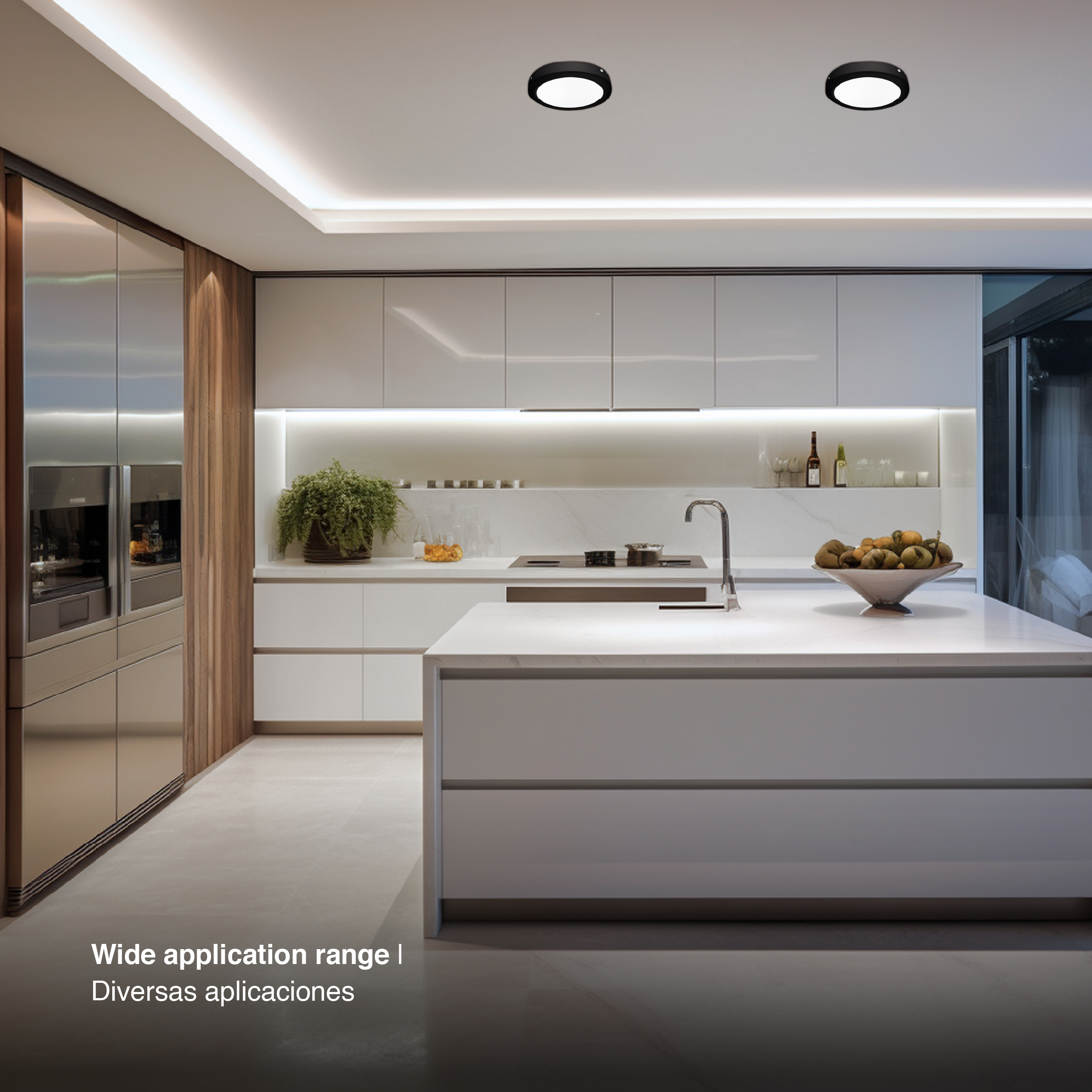 Plafón LED redondo negro de 22cm, 18W 1230lm Neutro, de aplicar