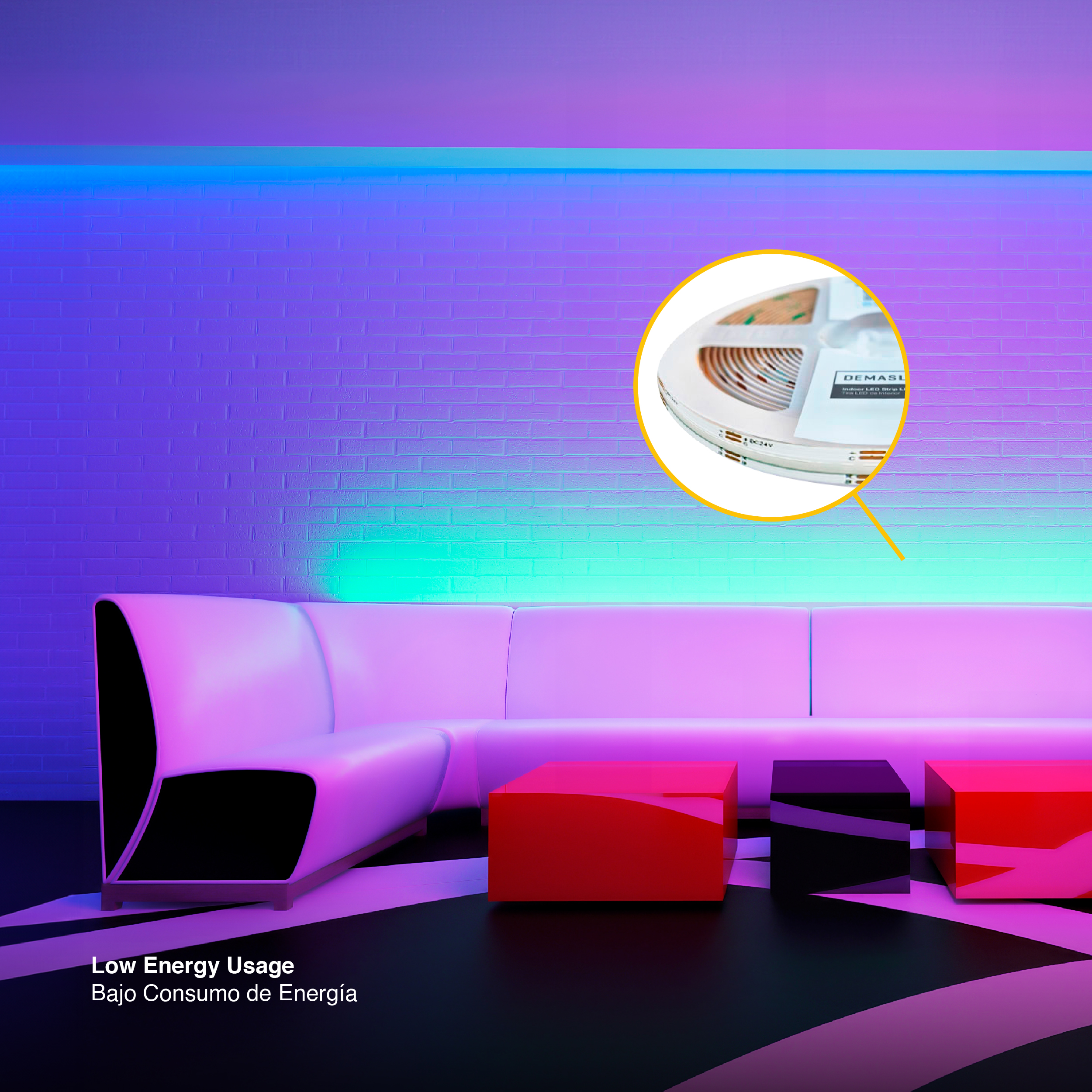 Tira LED COB 24V 14W/m, RGB 500lm/m 576LEDs/m, 10mm PBC, 5m