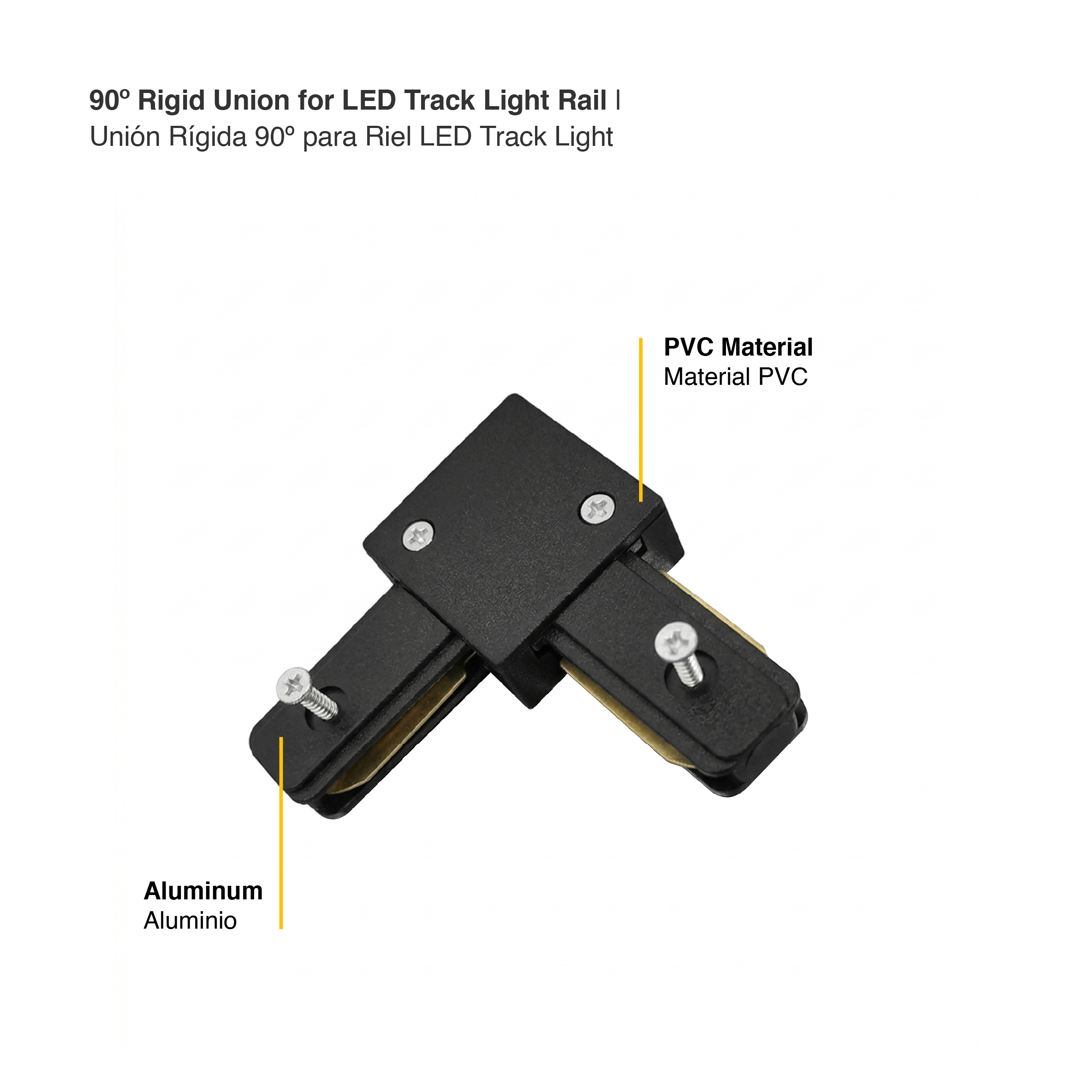 Unión Rígida 90º para Riel LED Track Light Color Negro
