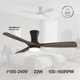 Ventilador de Techo con Luz LED CCT 1300x300mm Negro Madera 22W con Control Remoto Bluetooth IP65