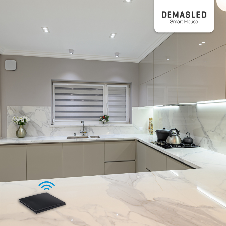 Tecla inalámbrica RF, 1 Efecto Smart House, Negro