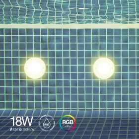 Luminaria para Pileta IP68 ø260mm RGB 18W