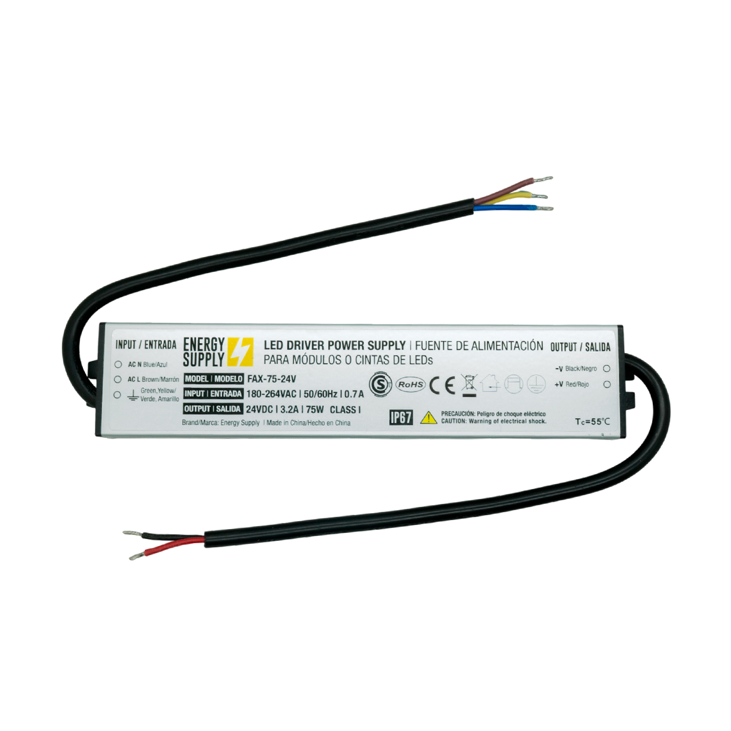 Fuente Switching 24V 3.2A 75W 180-264VAC Exterior IP67