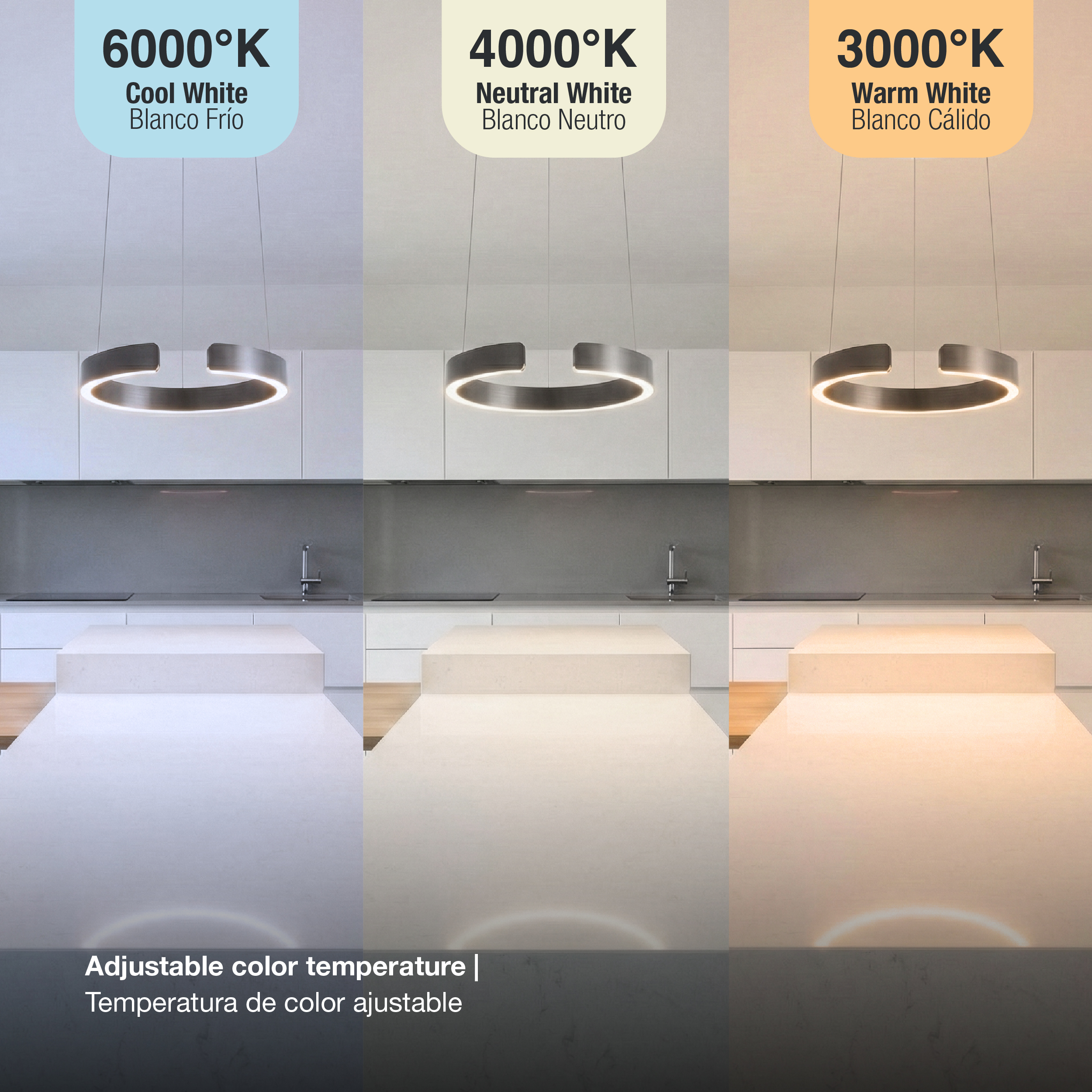 Lámpara LED Suspendida Titanio Negro, Ø40x52cm, 28W CCT Variable 3000-6500K