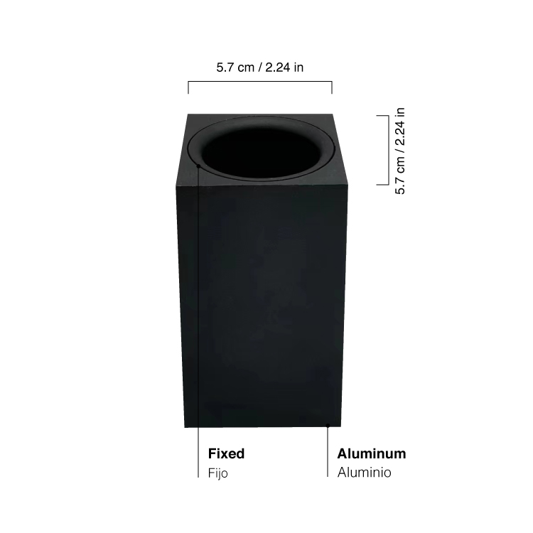 Spot Negro Fijo 5.7x5.7x10cm para Lámparas GU10