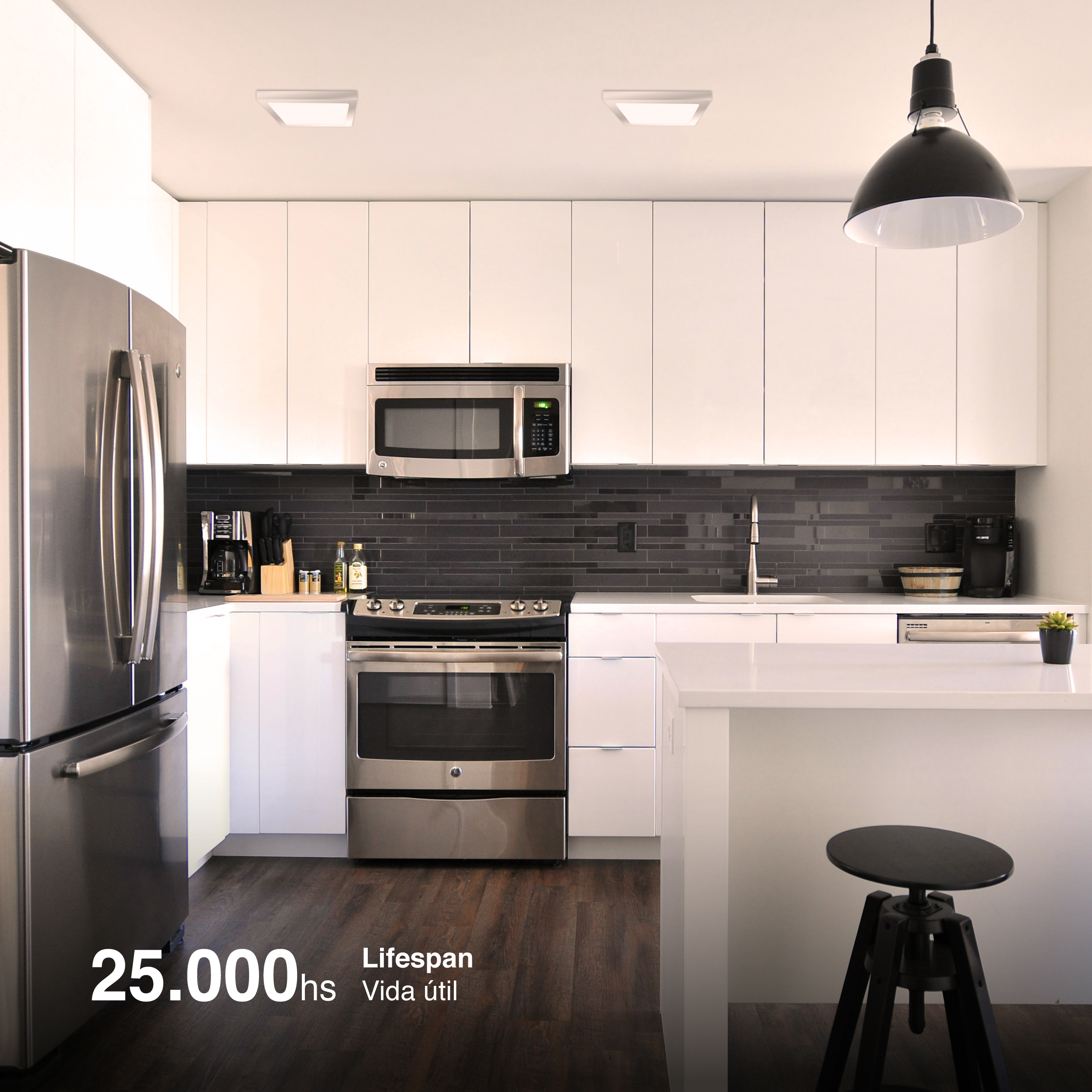 Plafón LED cuadrado níquel de 21,3x21,3cm 18W 1230lm Cálido, aplicar