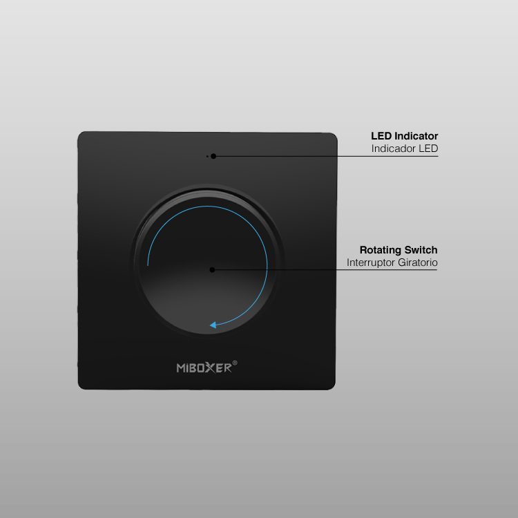 Control Remoto Dimmer Giratorio Magnético 3V 2,4GHz, Negro