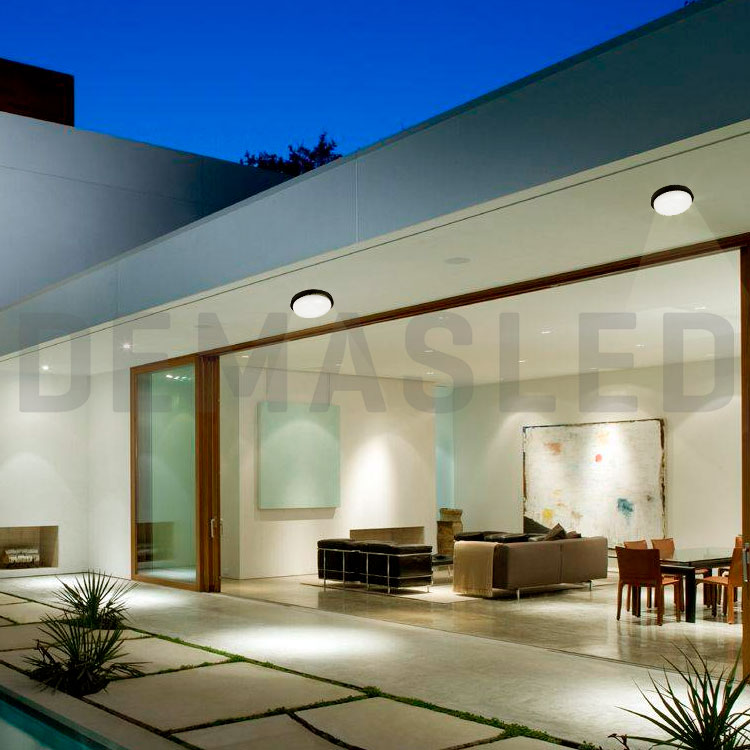 Aplique LED Exterior de Pared Redondo 12W IP65 Negro 18cm 220V Blanco Neutro