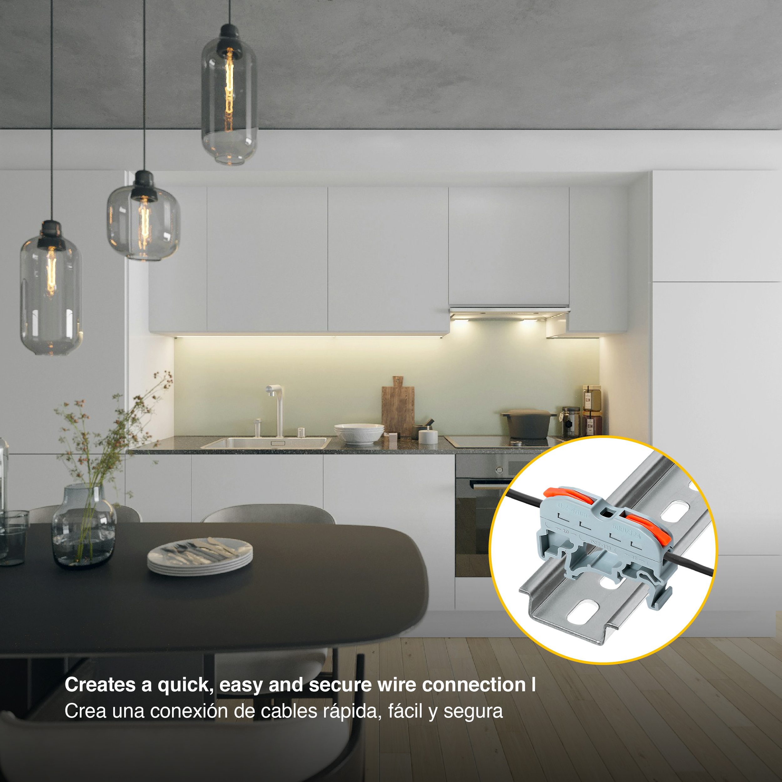 Bornera de Empalme Paso Riel DIN Fast Clip, 1 Vía