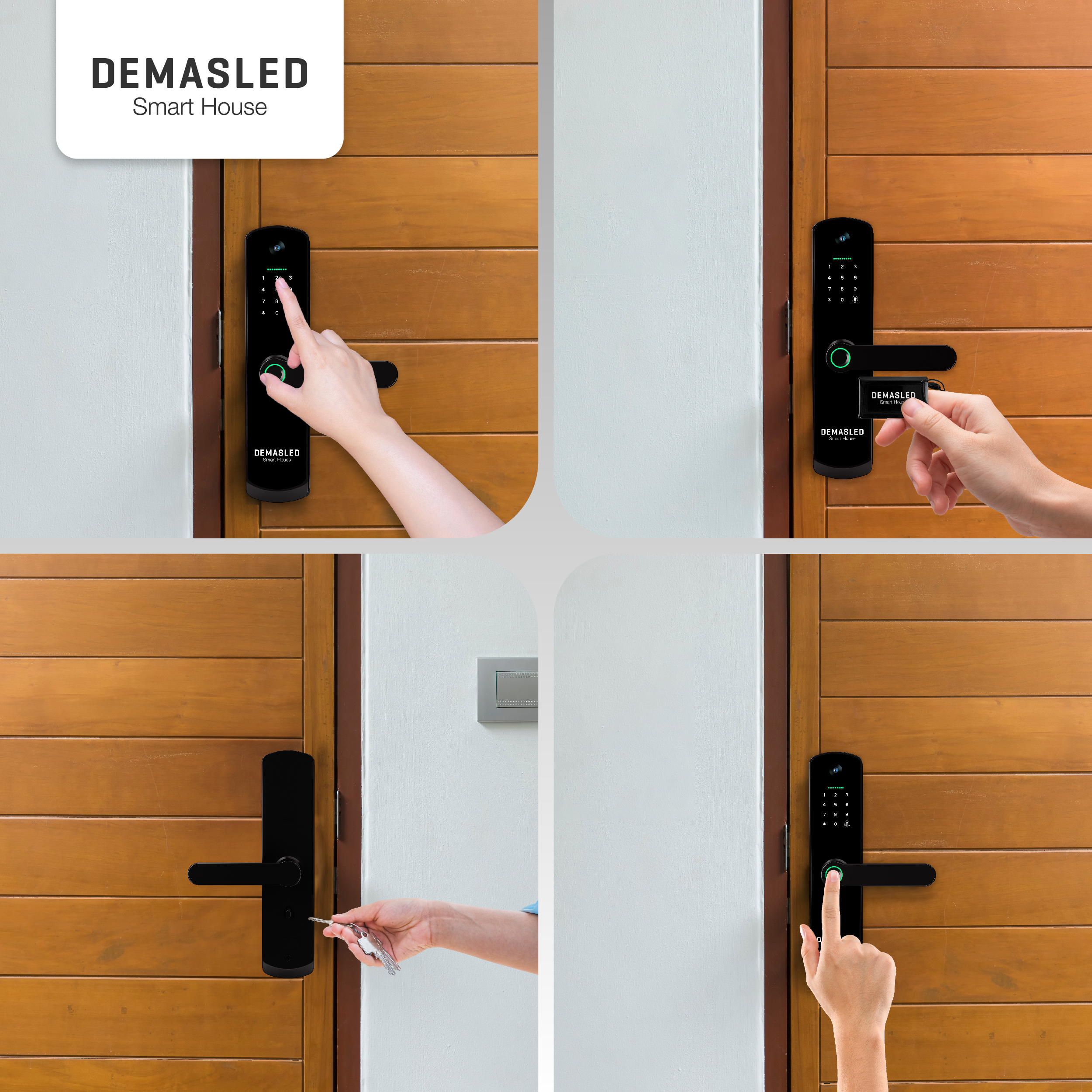 Cerradura Biométrica Smart WIFI de Vidrio Templado con Cámara