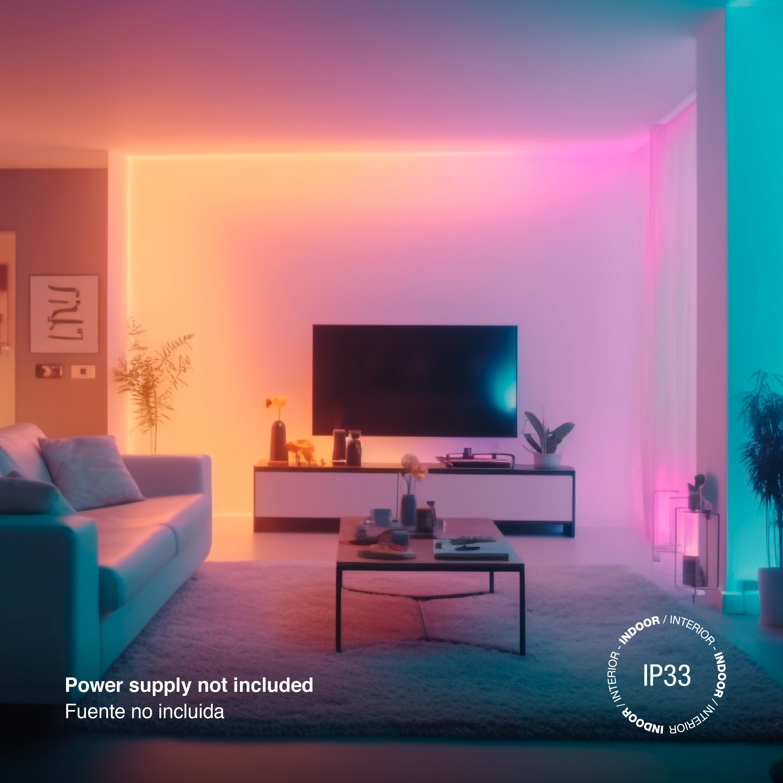 Tira LED COB 24V 16W/m RGB+CCT 860lm/w 840LEDs/m, 12mm PCB x5m