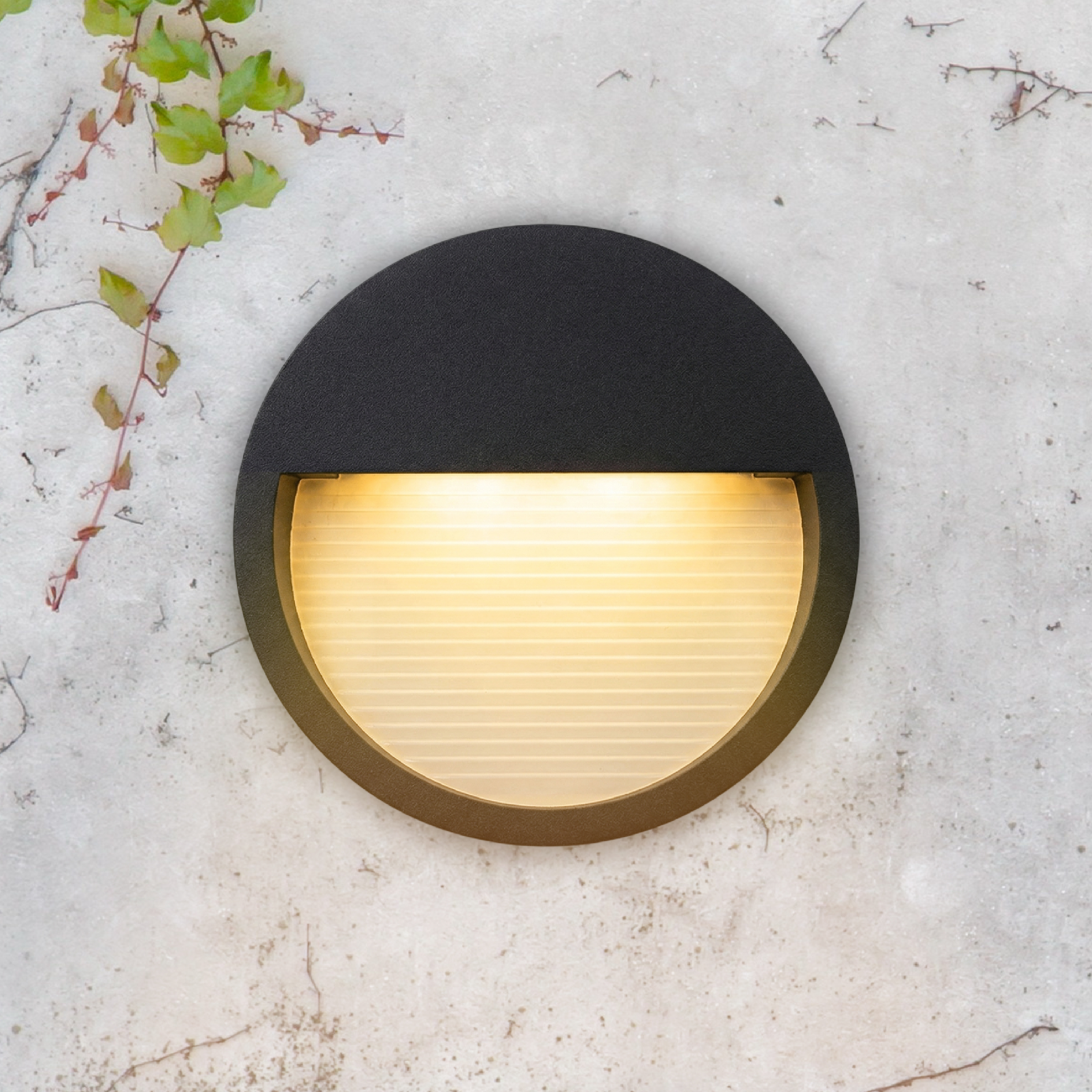 Aplique LED Exterior de Pared Redondo 12cm 6W IP65 Blanco Cálido 220V Negro