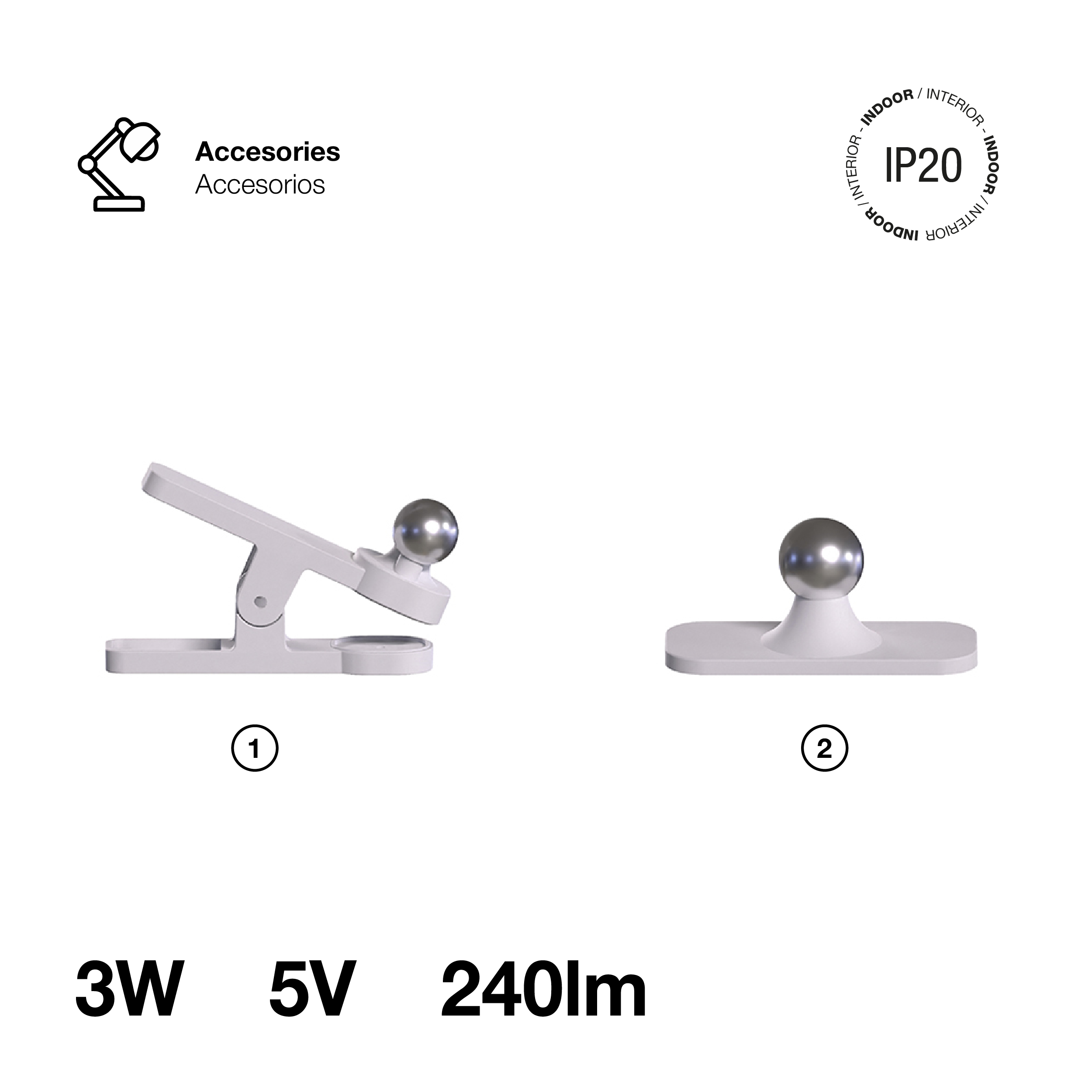 Lámpara Velador Magnético Blanco 3W CCT Batería Recargable 1200mAh