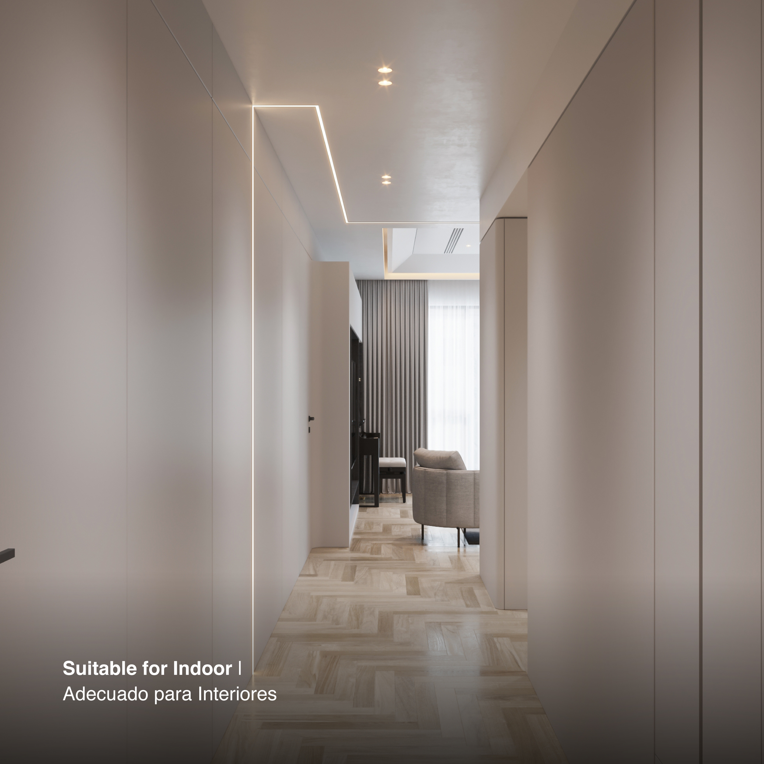 Perfil de Aluminio de Embutir 15x17mm Blanco, Cover Opal Blanco x2m