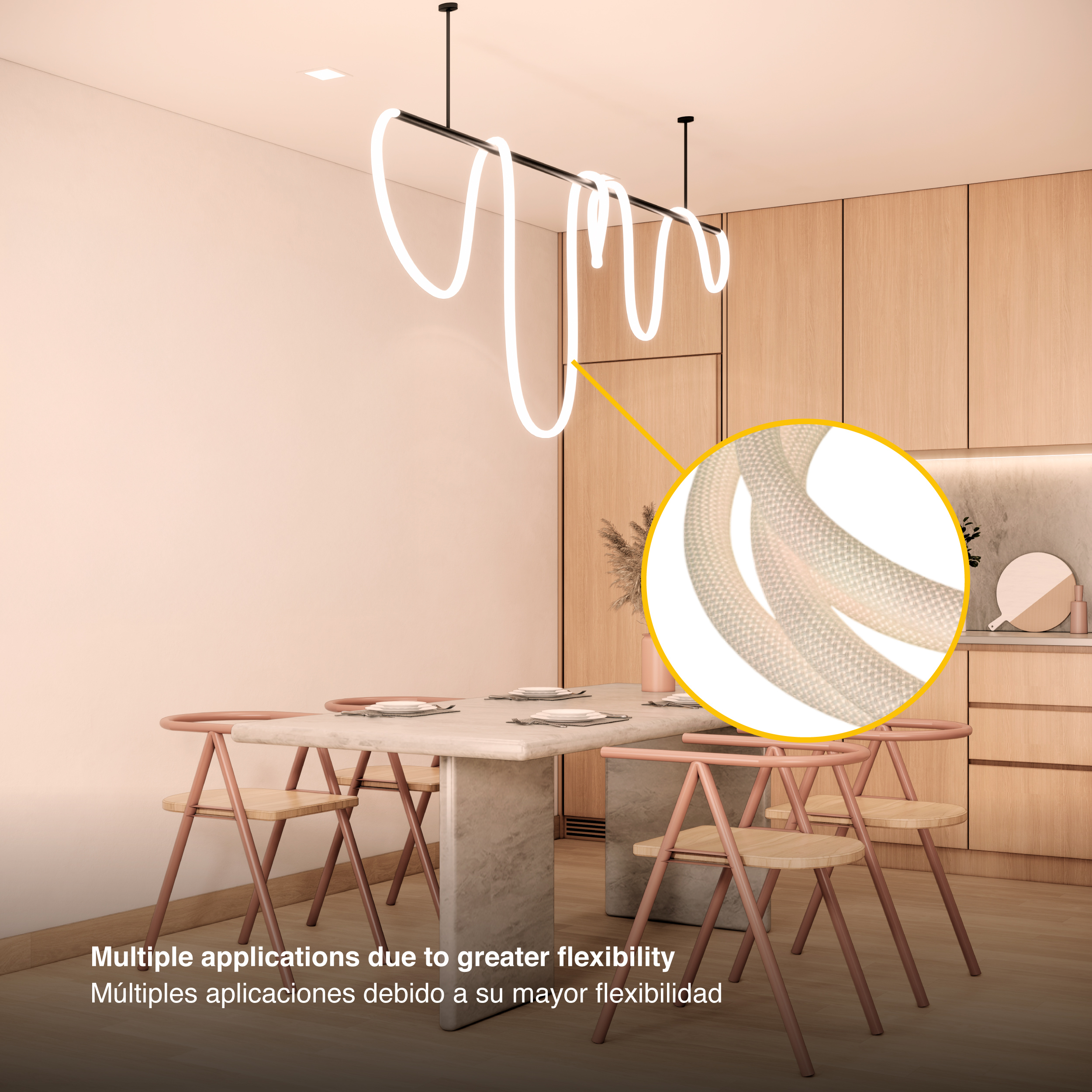 Tira LED Neón Flexible SMD2835, 24V 24W/m, Blanco Cálido 240LEDs/m, 5m