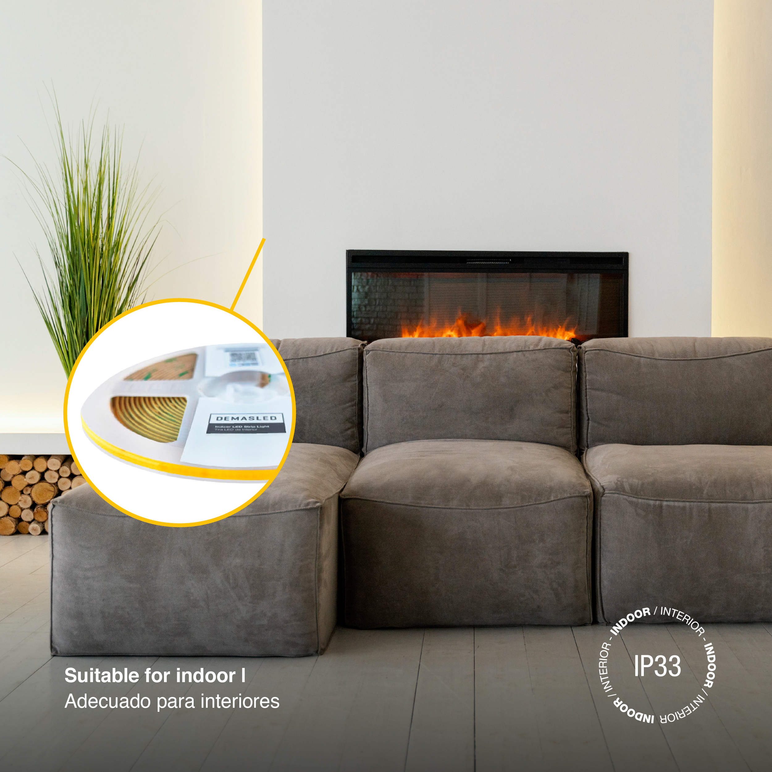 Tira LED COB 24V 8W/m Blanco Neutro 540lm/m 504LEDs/m, 5mm PCB IP33 x5m