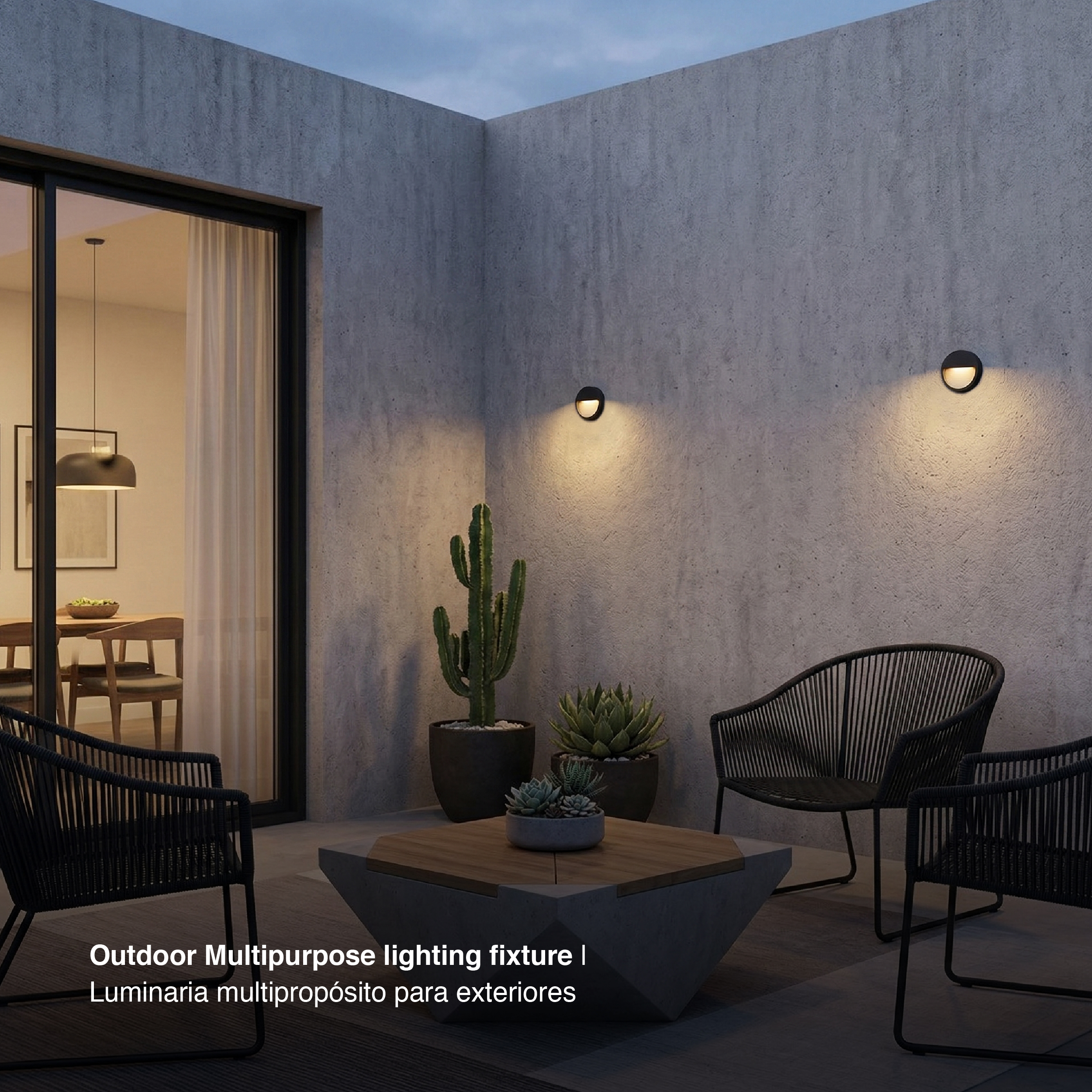 Aplique LED Exterior de Pared Redondo 12cm 6W IP65 Blanco Cálido 220V Negro