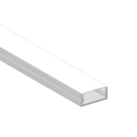 Perfil de Aluminio Flat 23x10mm Anodizado, Cover Opal Blanco x2,5m