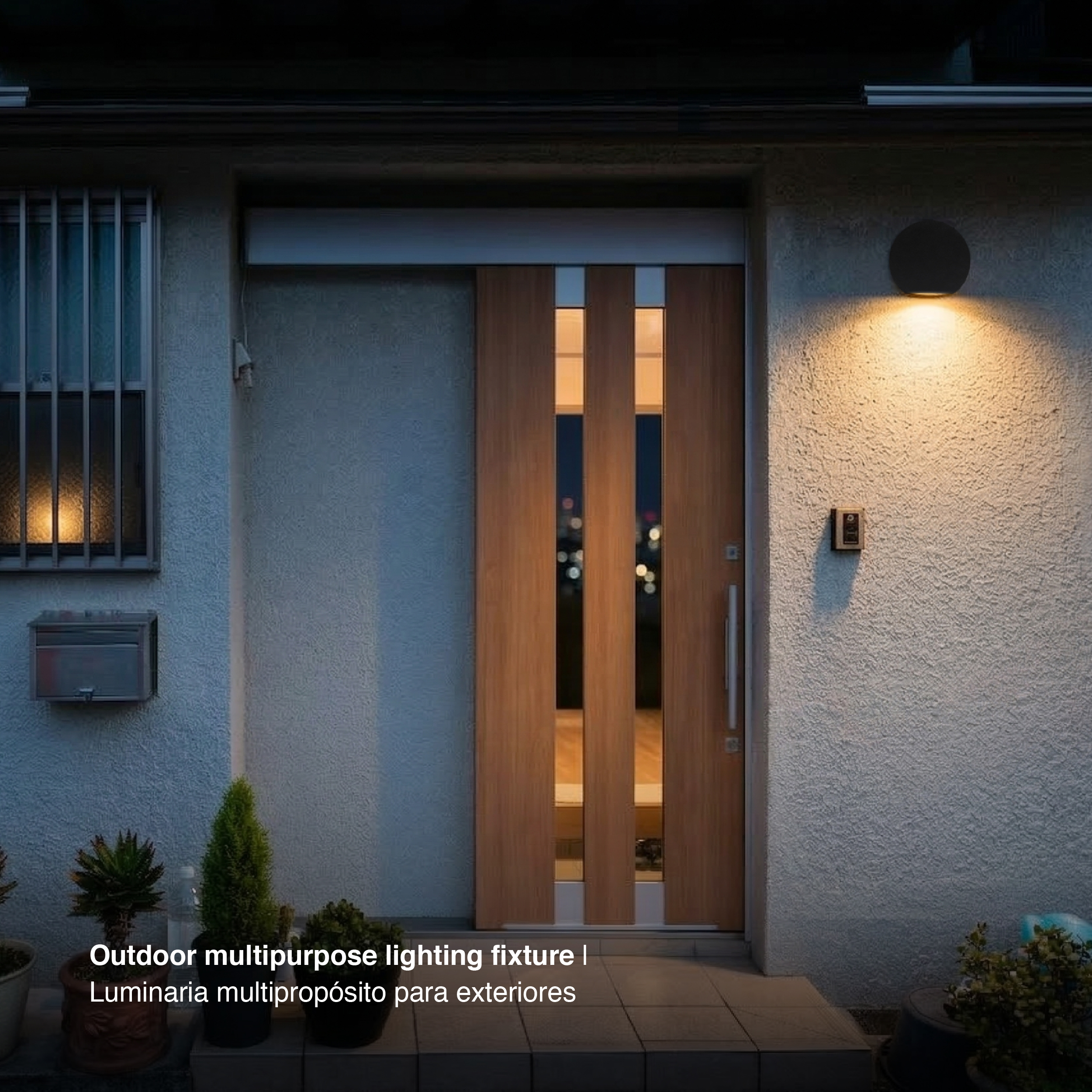 Aplique LED Exterior de Pared Semicircular 7W IP65 Negro 15cm 220V Blanco Calido