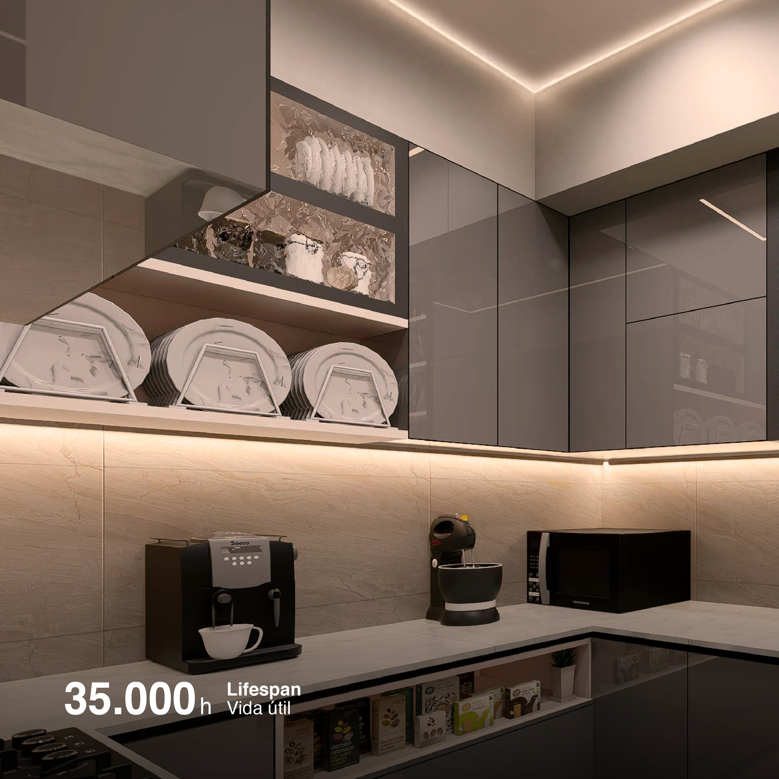 Tira LED COB Freecut 24V 10W/m Blanco Cálido 850lm/m 528LEDs/m, 8mm PCB IP33 x5m