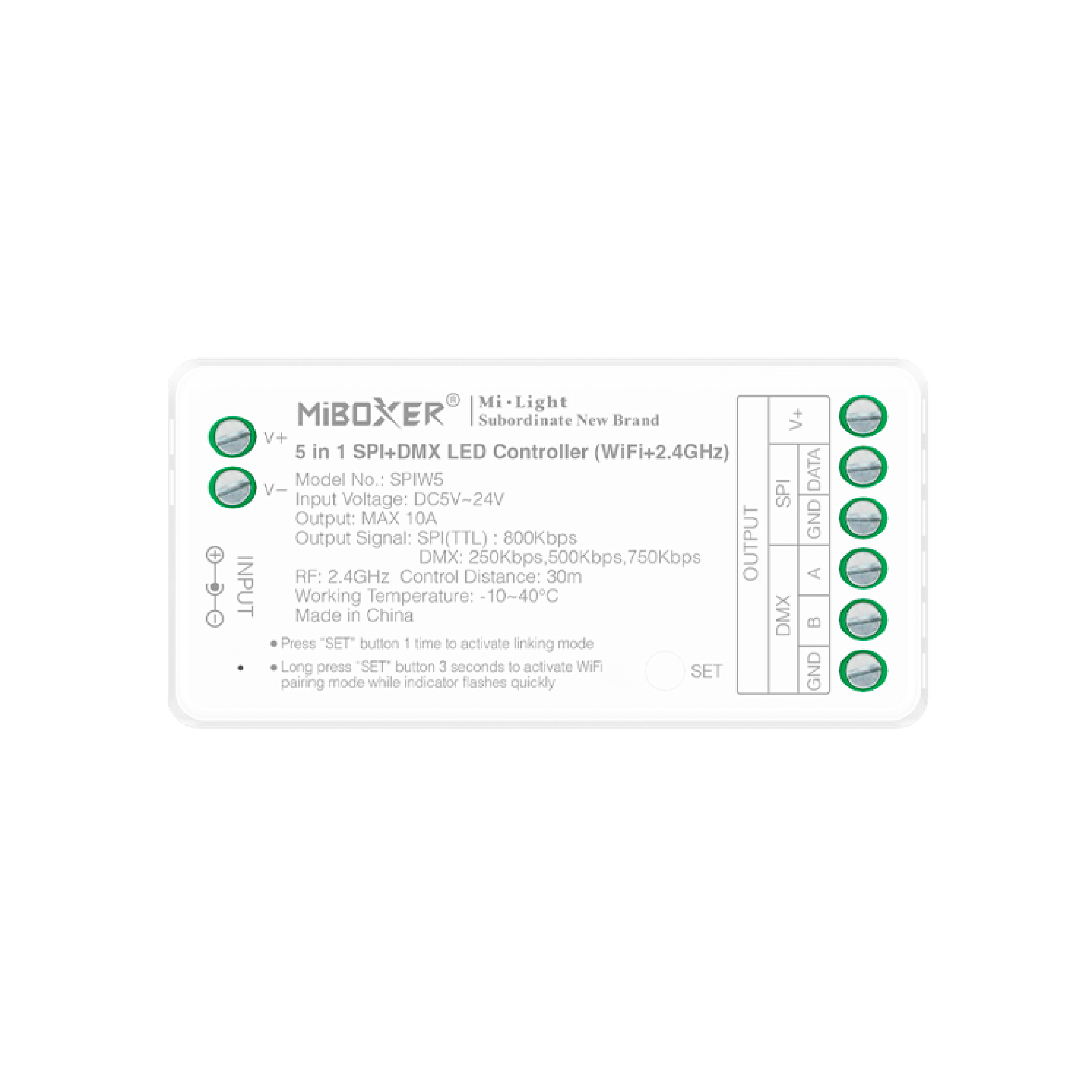 Controlador LED Pixel 5 en 1 RGB+RGBW CCT 5-24V 10A 2,4Ghz.