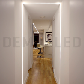 Perfil de Aluminio de Embutir 13,5x8mm Anodizado, Cover Opal Blanco x2m