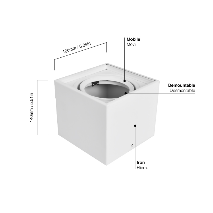 Luminaria BOX de Aplicar Blanco de 16x16x14cm, para Lámpara AR111