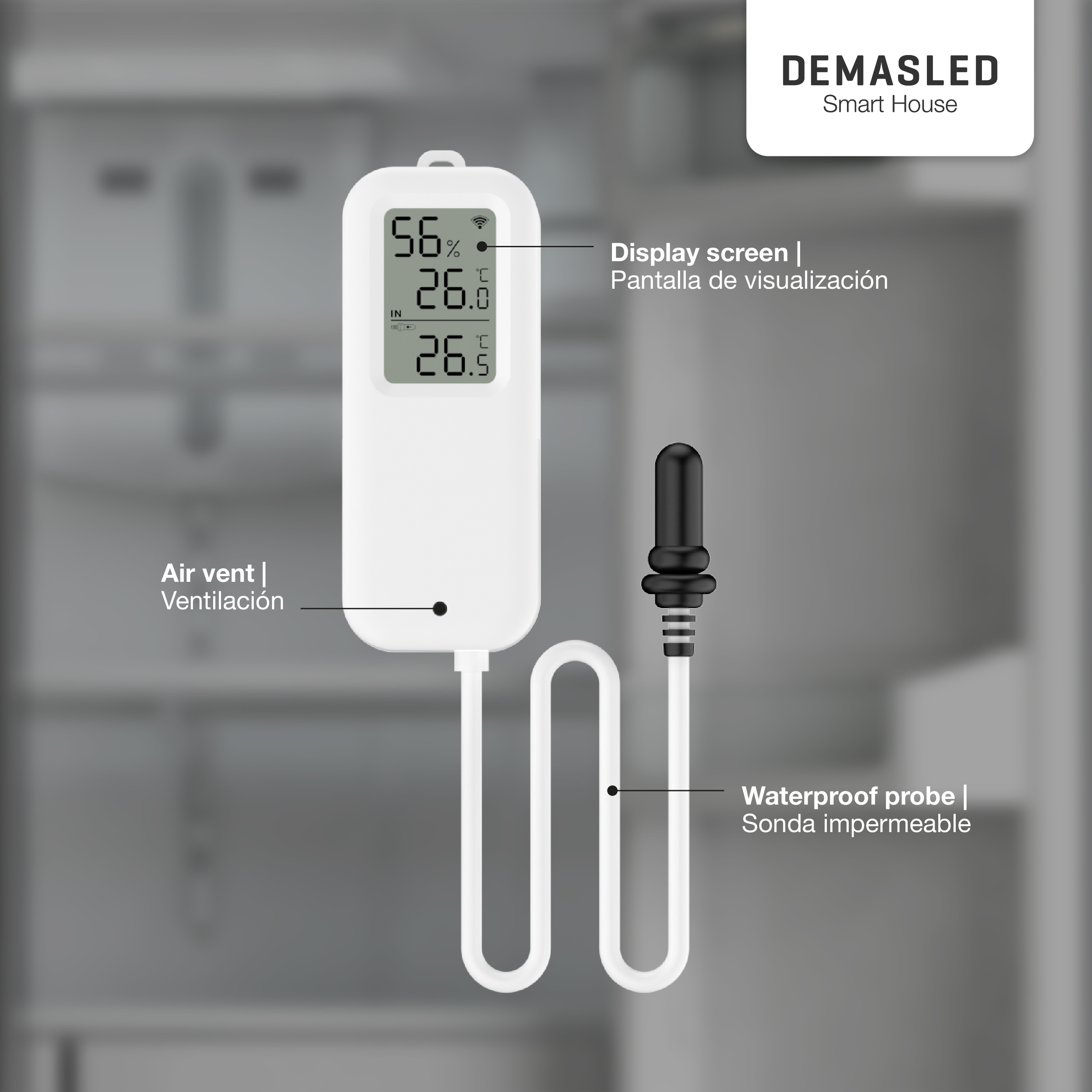 Medidor Smart WiFi de Temperatura y Humedad con Doble Sensor