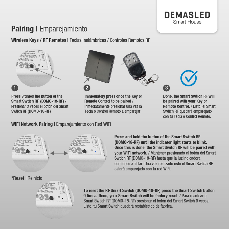 Smart Switch WiFi+RF Máx. 2200W 10A 220V 2.4GHz 433MHz
