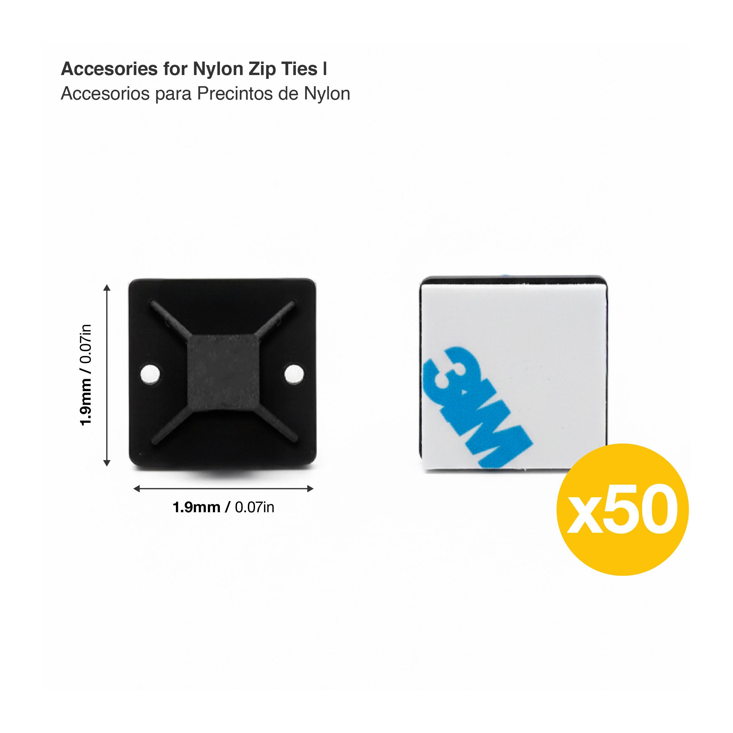 Accesorios para Precinto de Nylon Negro, x50 uds. 