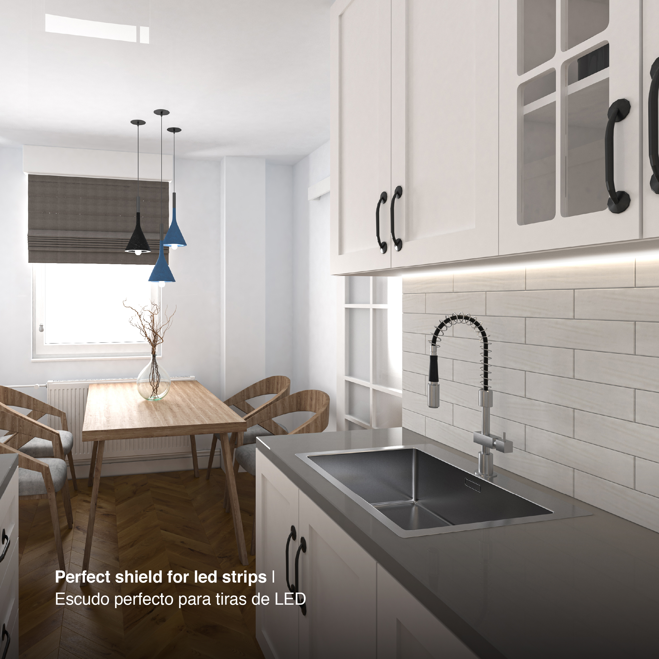 Perfil de Aluminio Esquinero 7,4x7,4mm Anodizado, Cover Opal Curvo Blanco x2m