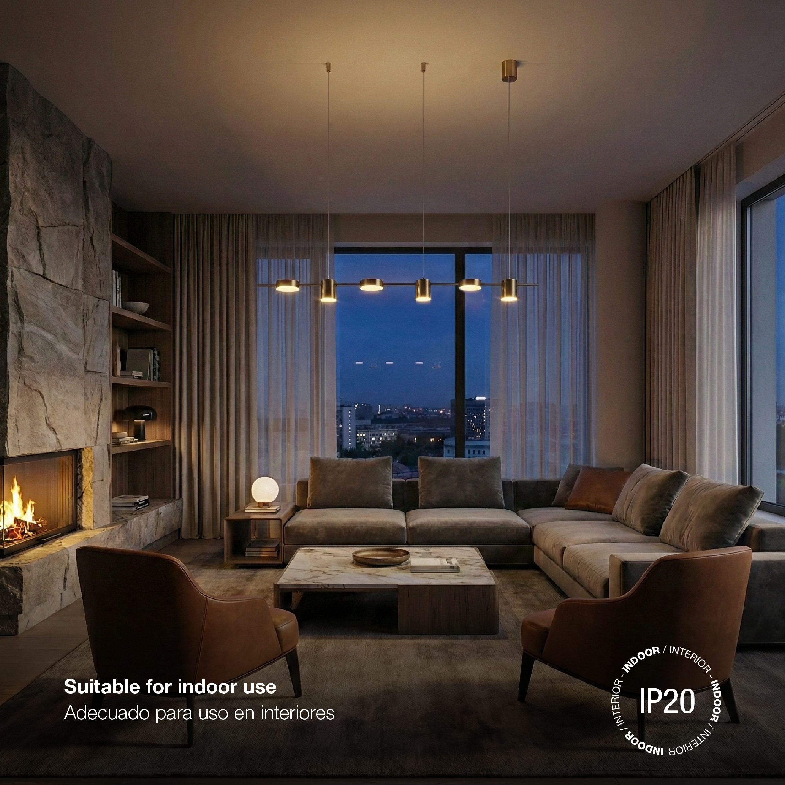 Lámpara LED Suspendida Cobre Ø1,10x1,33m, 29W Blanco Cálido 3000K