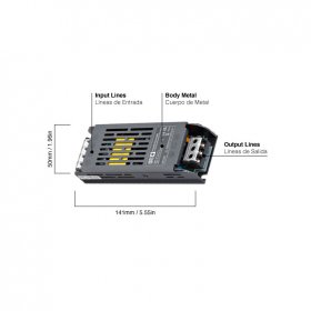 Fuente de Alimentación Switching Metalica 24V 76,8W 3,2A Interior