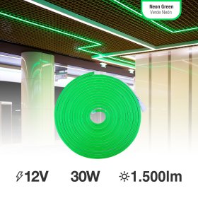 Tira LED de Neón SMD2835 IP67 12V 6W/m Verde 120 LED/m 5m