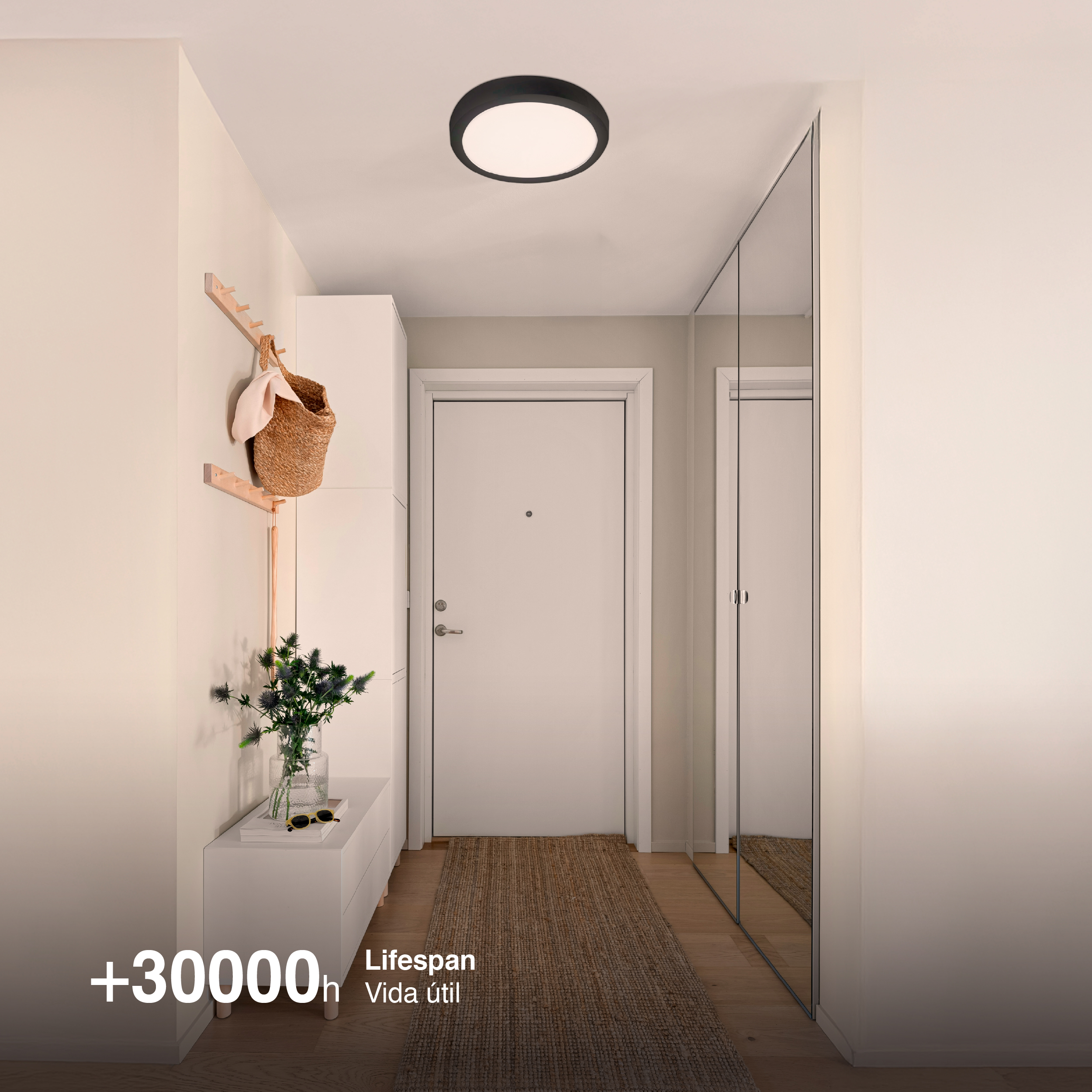 Panel Negro BACKLIGHT LED Redondo 60cm 40W blanco Cálido, Aplicar