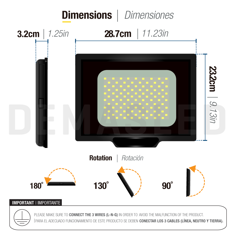 Reflector LED para exteriores 100W 8500lm Blanco Cálido 3000K 220V