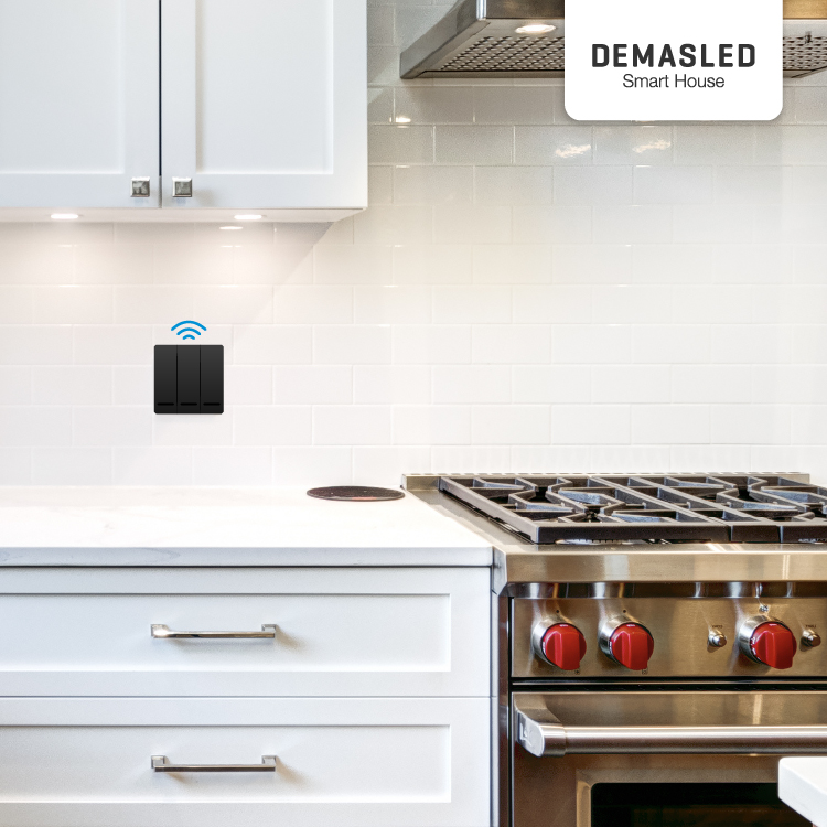 Tecla inalámbrica  RF, 3 Efectos Smart House, Negro