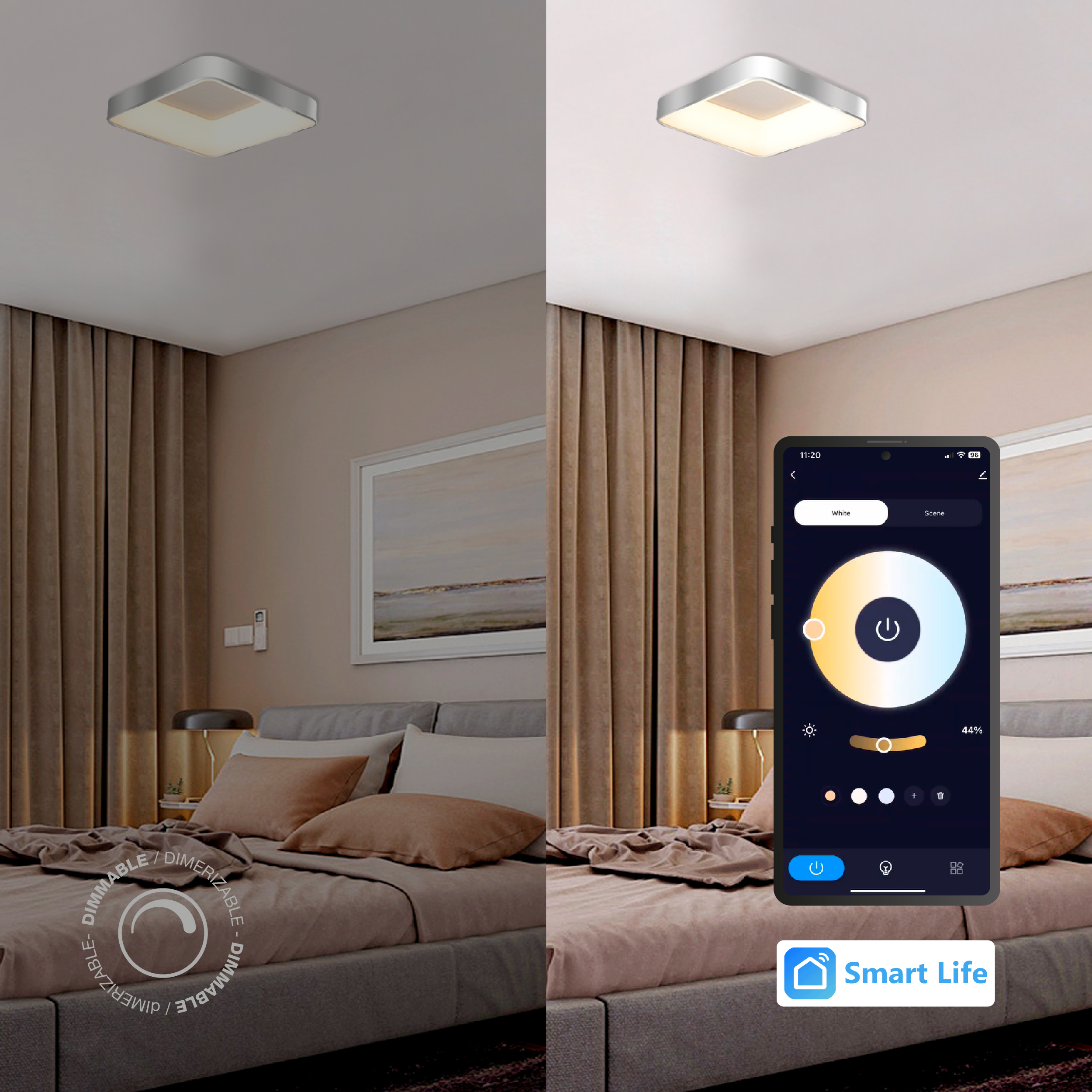 Panel LED Smart Cuadrado Níquel 40x40x9cm 32W 140mA CCT, de Aplicar