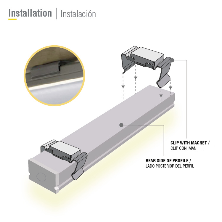Clip Magnetizado para Perfil de Aluminio compatible con PER-01-2M