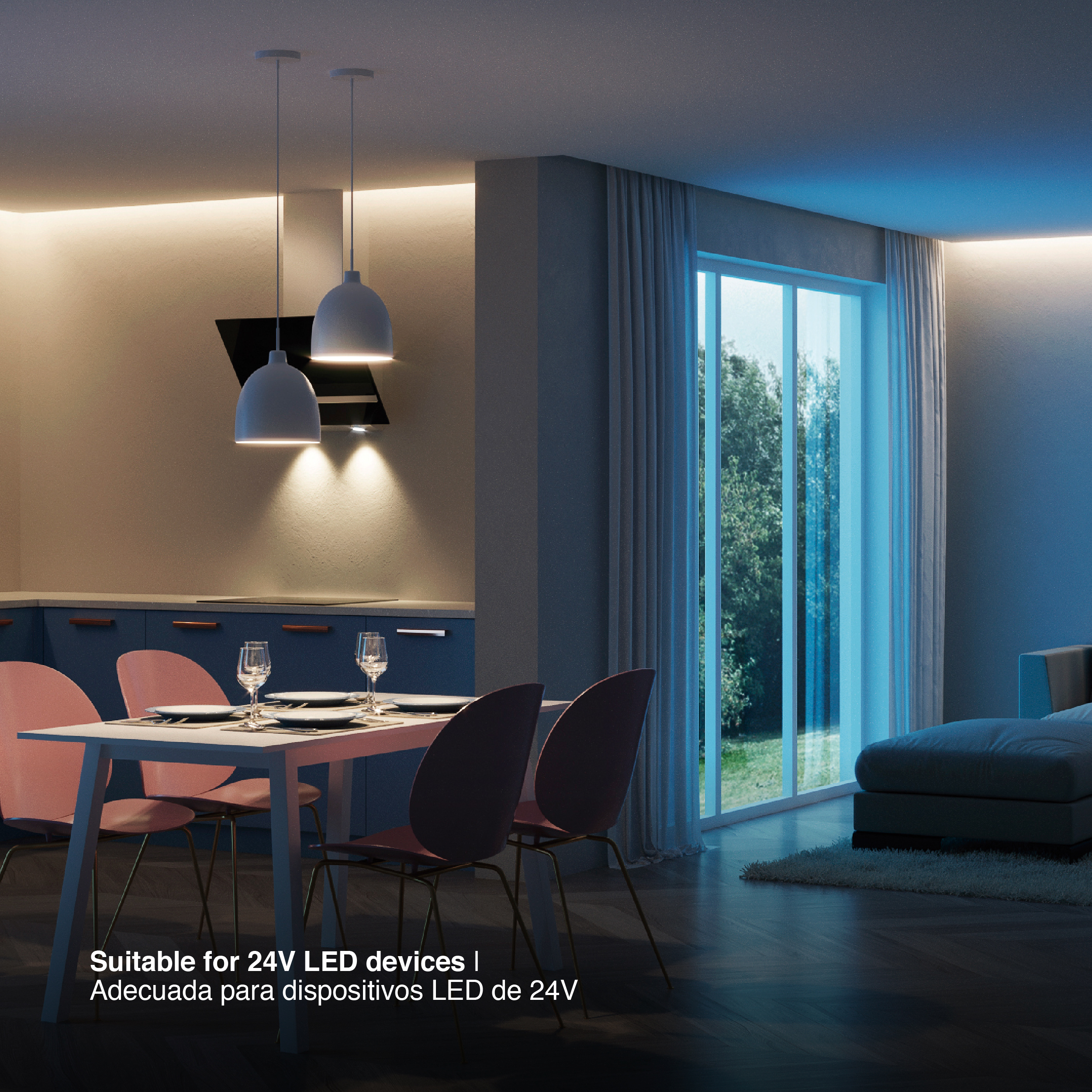 Fuente de Alimentación Dimerizable TRIAC & 0-10v, 24V 2.5A 60W, Interior