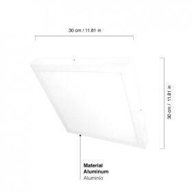 Plafón LED cuadrado blanco de 30x30cm 24W 1920lm Frío, de aplicar
