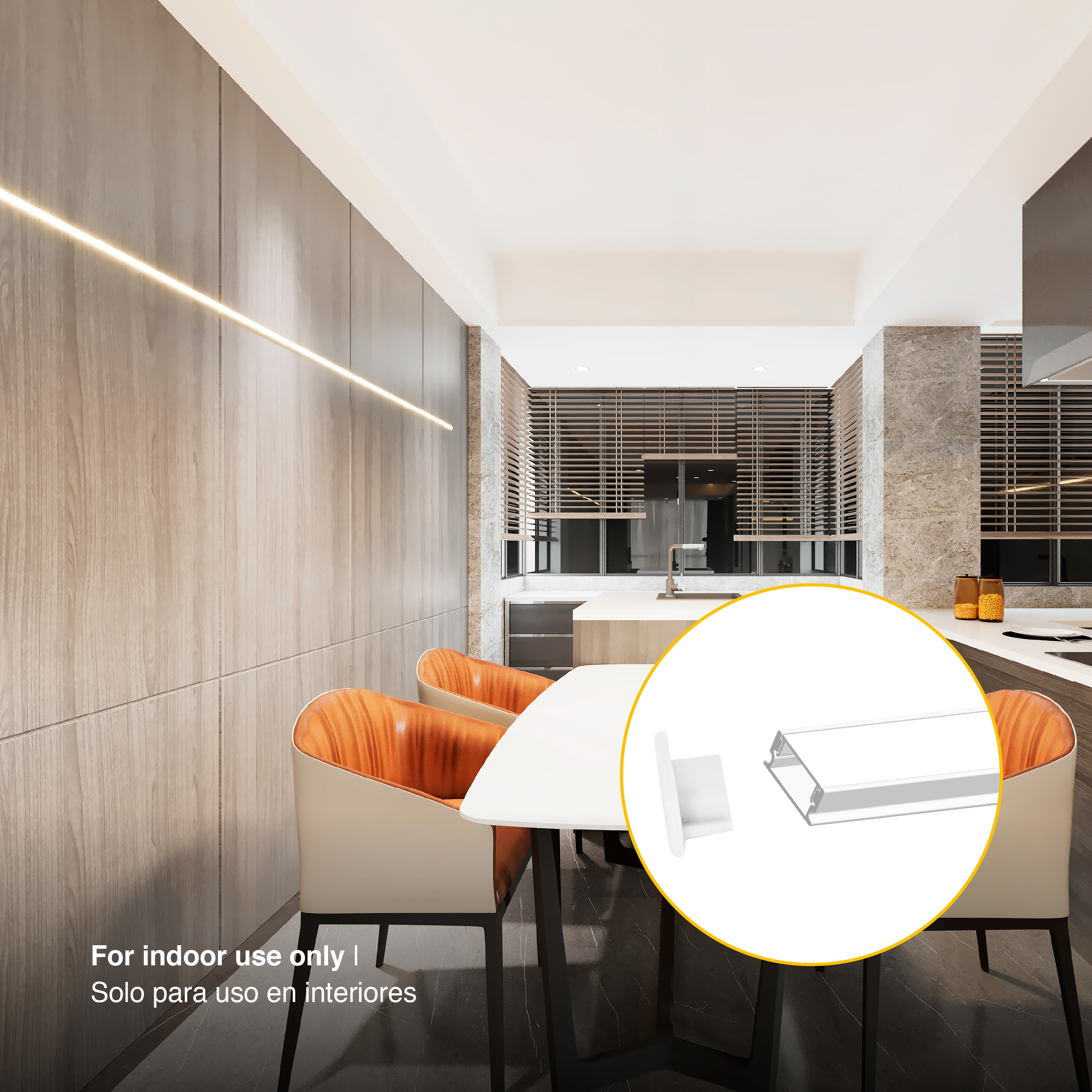 Kit de 2 Tapas y 2 Clips BLANCO. para Perfil de Aluminio , PER-59