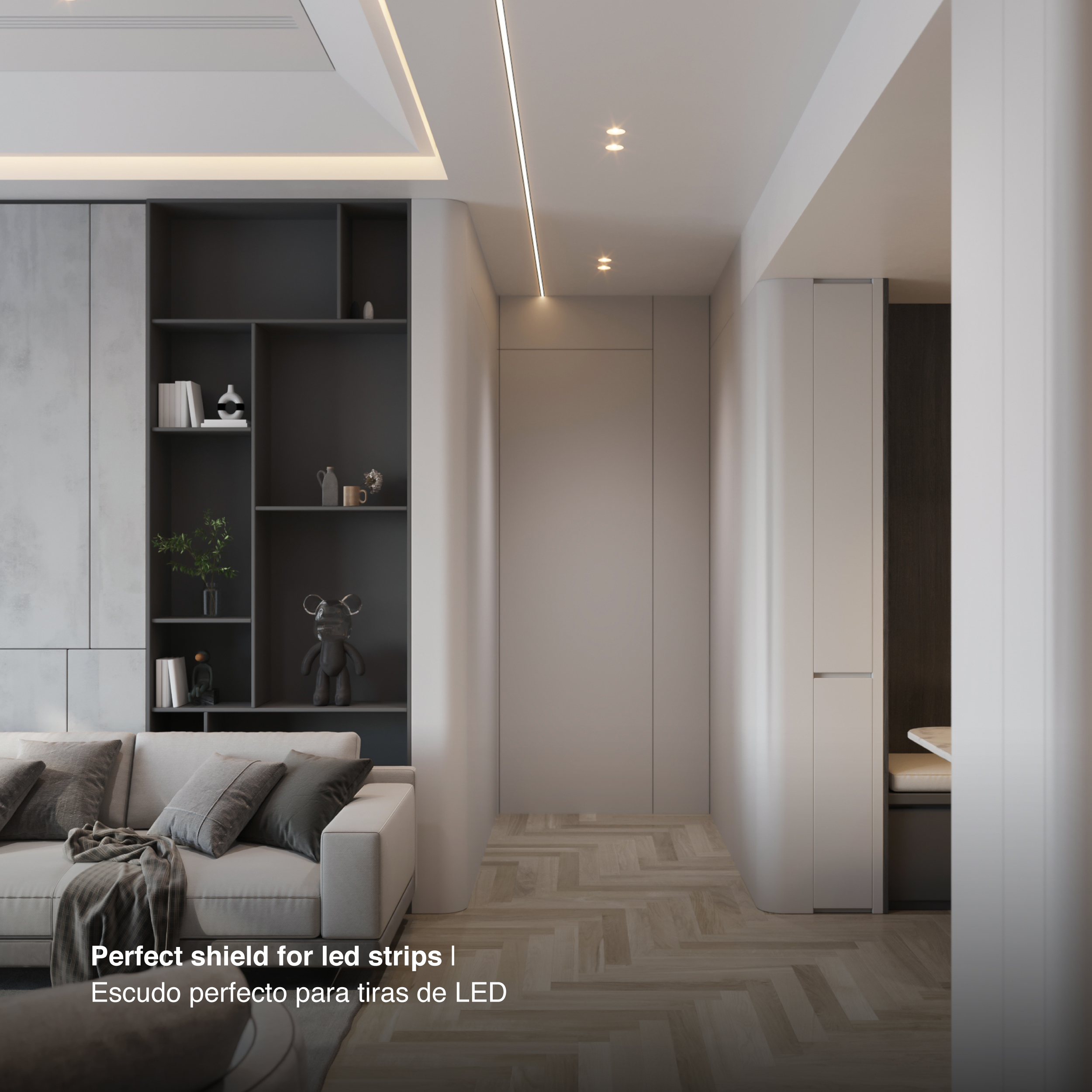 Perfil de Aluminio de Embutir 15x17mm Blanco, Cover Opal Blanco x2m