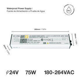 Fuente Switching 24V 3.2A 75W 180-264VAC Exterior IP67
