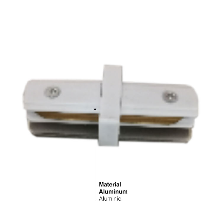 Unión Rígida Recta para Riel LED Track Light Color Blanco