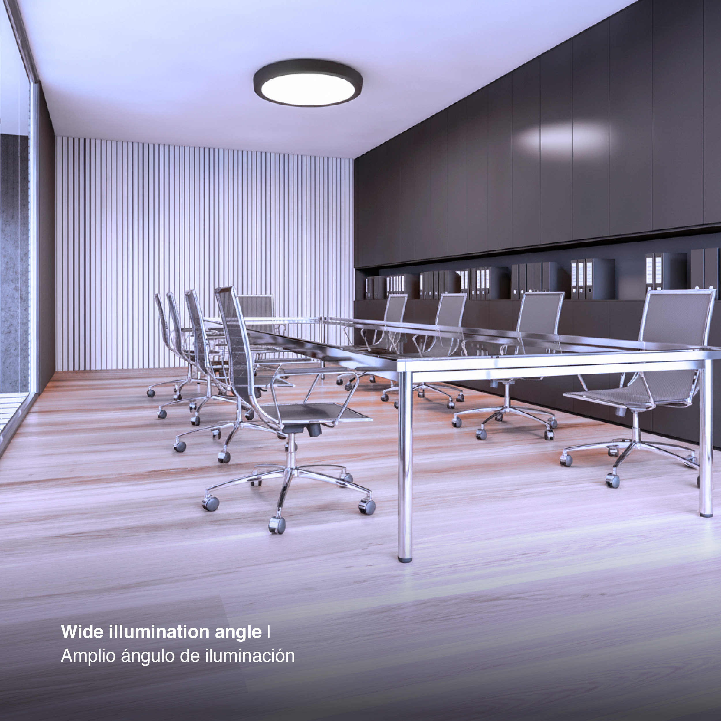 Panel Negro BACKLIGHT LED Redondo 60cm, 40W, blanco Frío, Aplicar