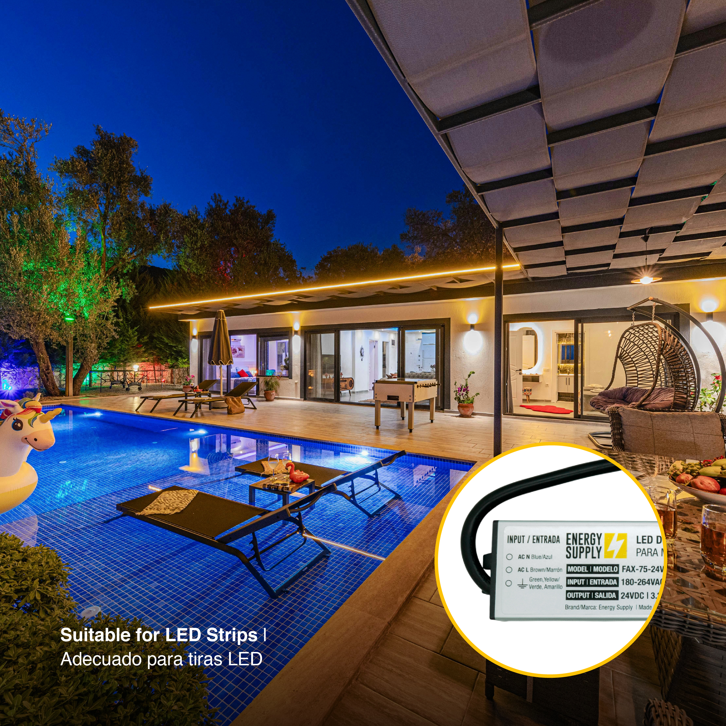 Fuente Switching 24V 3.2A 75W 180-264VAC Exterior IP67