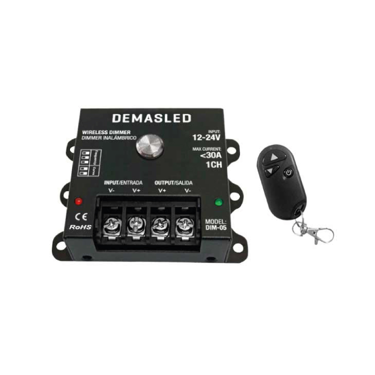 Dimmer manual PMW 12-48V DC - 20A - Frecuencia y curva de regulación ajustables – Barcelona Led