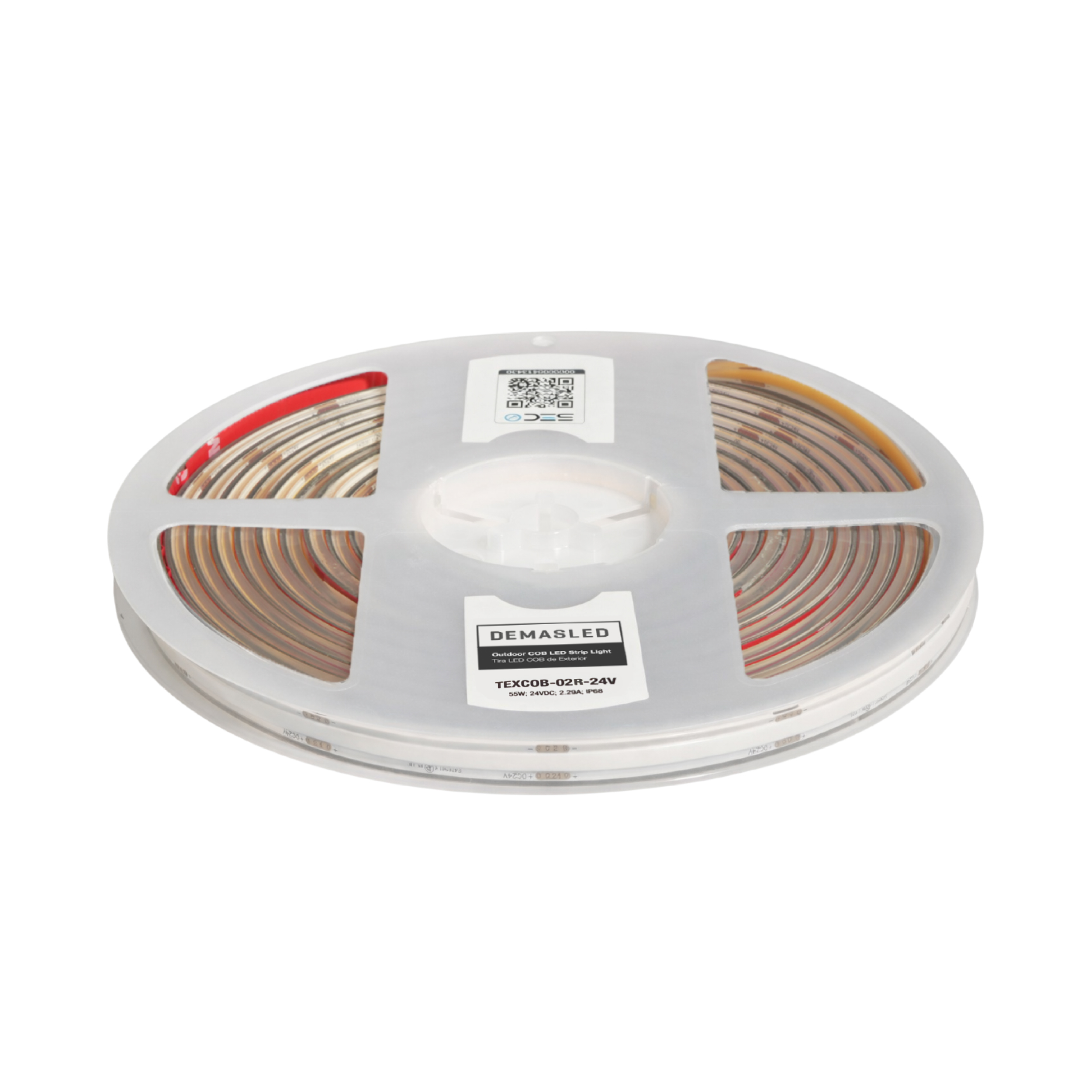 Tira LED COB 24V 11W/m Rojo 154lm/m, 8mm, IP68, 5m